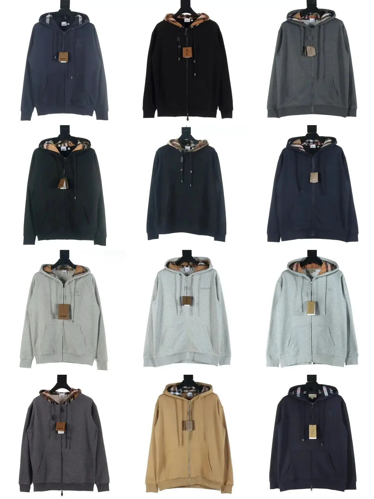 Burberry Check Lined Zip-up Hoodie [13 styles]